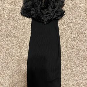 Zara ruffle black dress